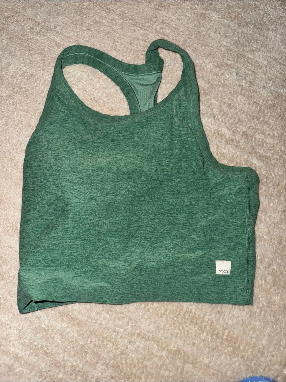 Vuori Heathered Forest Green Racerback Crop Tank